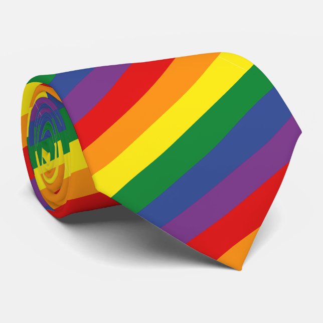 Pride month rainbow flag Colourful stripes LGBT ga Tie (Rolled)
