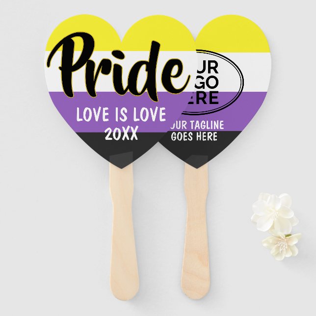 Pride Nonbinary Flag Custom Logo Hand Fan (Front and Back)