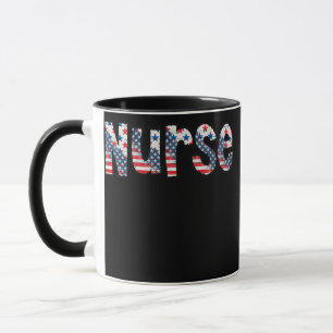 Pride Nurse USA Flag Patriotic Nurse 4th Of July Mug