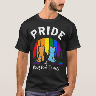 Pride of Houston City Texas USA Rainbow Flag T-Shirt