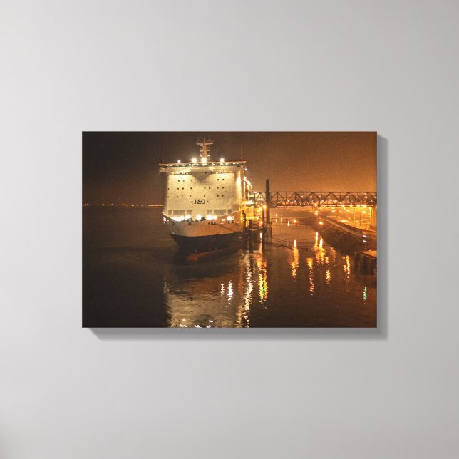Pride of Hull Ferry at Night – Atmospheric Canvas Print (Front)