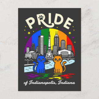 Pride of Indianapolis City Indiana Cats Rainbow Fl Postcard