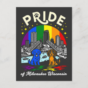 Pride of Milwaukee City Wisconsin Dogs Rainbow Fla Postcard