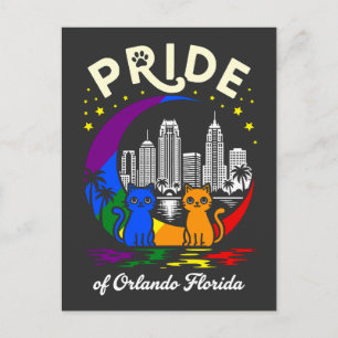 Pride of Orlando City Florida Cats Rainbow Flag Postcard