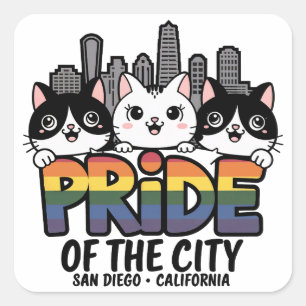 Pride of San Diego City California USA Rainbow Fla Square Sticker