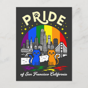 Pride of San Francisco City California Cats Rainbo Postcard