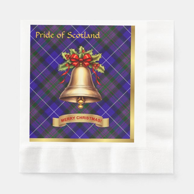 Pride of Scotland Personalized Tartan Christmas Napkin (Front)