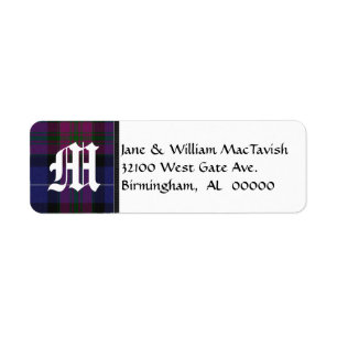 Pride of Scotland Plaid Monogram Address Labels