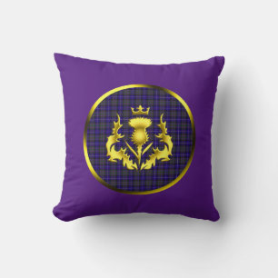 Pride of Scotland Tartan w/Golden Thistle Purple Throw Pillow