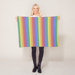 Pride Patterns Rainbow Checkers Fleece Blanket