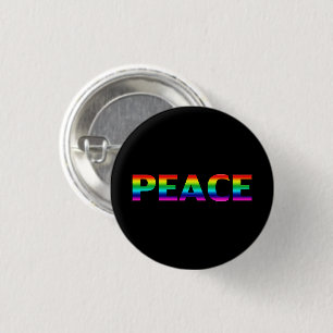 Pride Peace lgbt lgbtq queer gay rainbow black 1 Inch Round Button