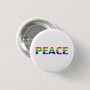 Pride Peace lgbt lgbtq queer gay rainbow white 1 Inch Round Button