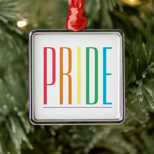 PRIDE Premium Square Ornament (Tree)