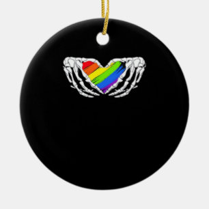 Pride - Pride Skeleton Hands With Heart 2 Classic Ceramic Ornament