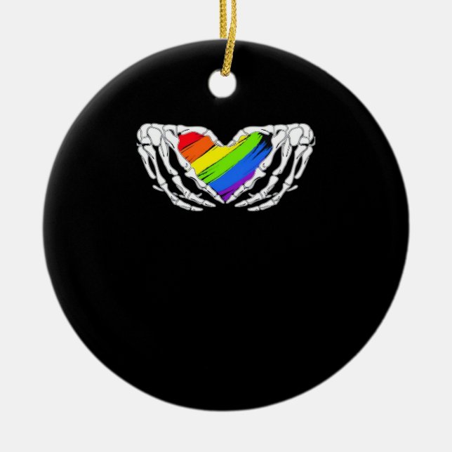 Pride - Pride Skeleton Hands With Heart 2 Classic Ceramic Ornament (Front)
