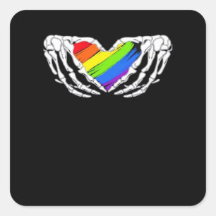 Pride - Pride Skeleton Hands With Heart 2 Classic Square Sticker