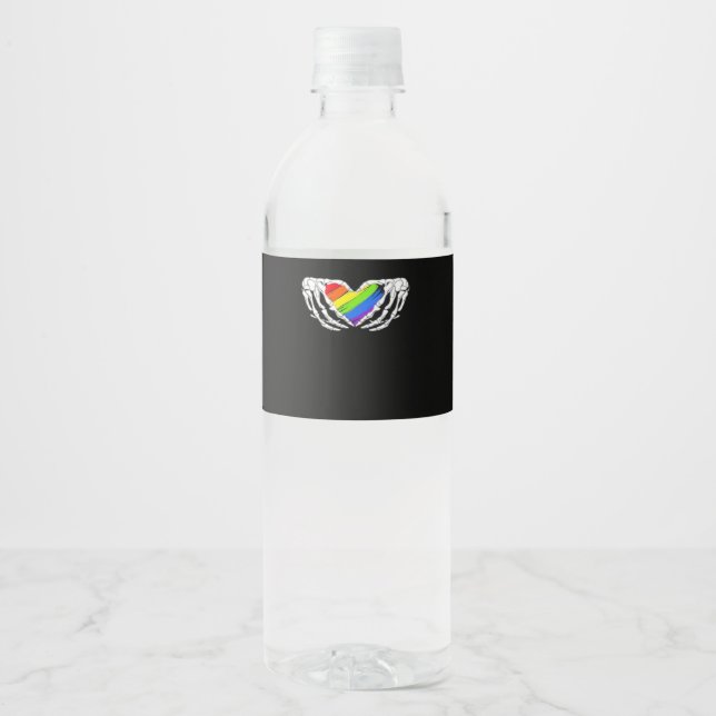 Pride - Pride Skeleton Hands With Heart 2 Classic Water Bottle Label (Front)