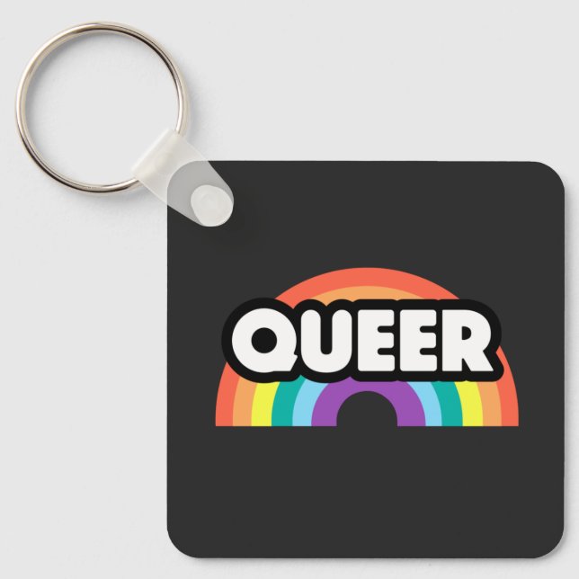 pride- Queer rainbow love is love.      Keychain (Front)