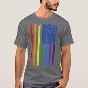 Pride Rainbow American Flag Gay Pride Month T-Shirt