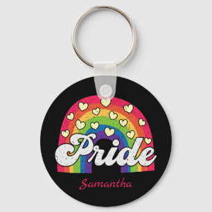 Pride Rainbow and Hearts LGBTQ Keychain