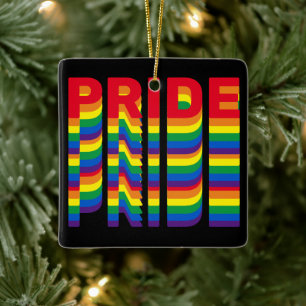 Pride rainbow black lgbt lgbtq queer retro cool ceramic ornament