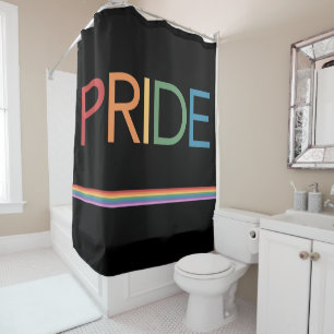 PRIDE Rainbow Black Shower Curtain
