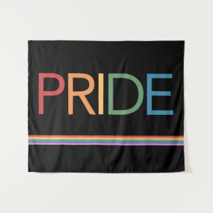 PRIDE Rainbow Black Tapestry