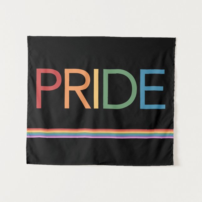 PRIDE Rainbow Black Tapestry (Front (Horizontal))
