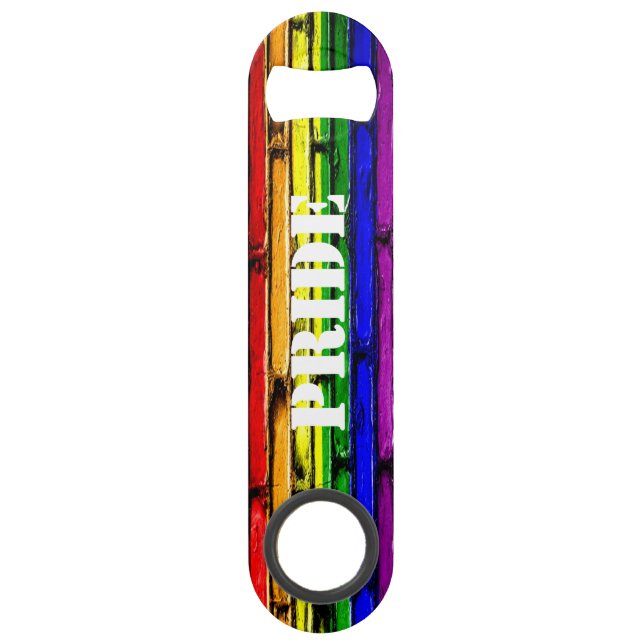 PRIDE Rainbow Brick Bottle Opener Bar Key (Front)