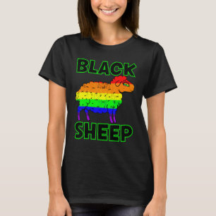 Pride Rainbow Colored Black Sheep With Black Text  T-Shirt