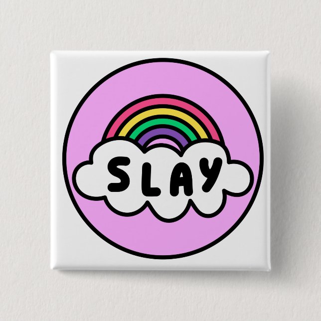 Pride- rainbow colour with clouds.               b 2 inch square button (Front)