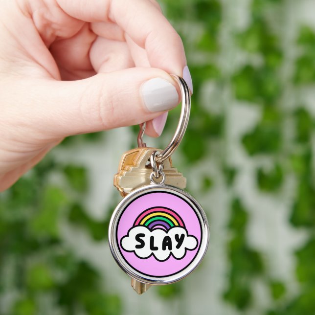 Pride- rainbow colour with clouds.              ke keychain (Hand)
