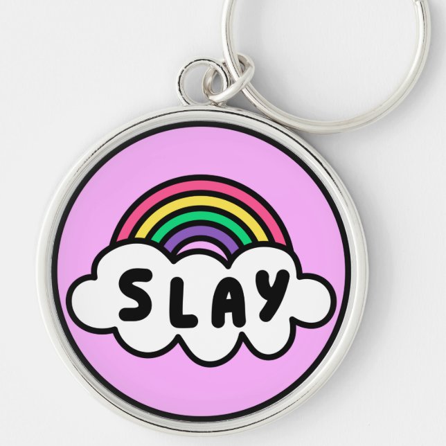 Pride- rainbow colour with clouds.              ke keychain (Front)