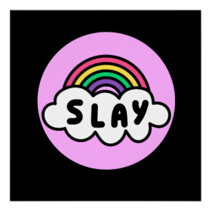 Pride- rainbow colour with clouds. poster