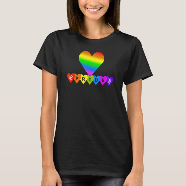 Pride Rainbow Colours Heart Design T-Shirt (Front)