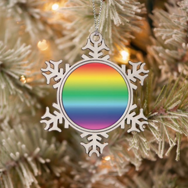 Pride rainbow colours lgbtq gay flag - snowflake pewter christmas ornament (Tree)