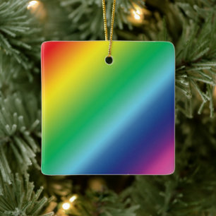 Pride rainbow colours pattern lgbtq lgbt Christmas Ceramic Ornament