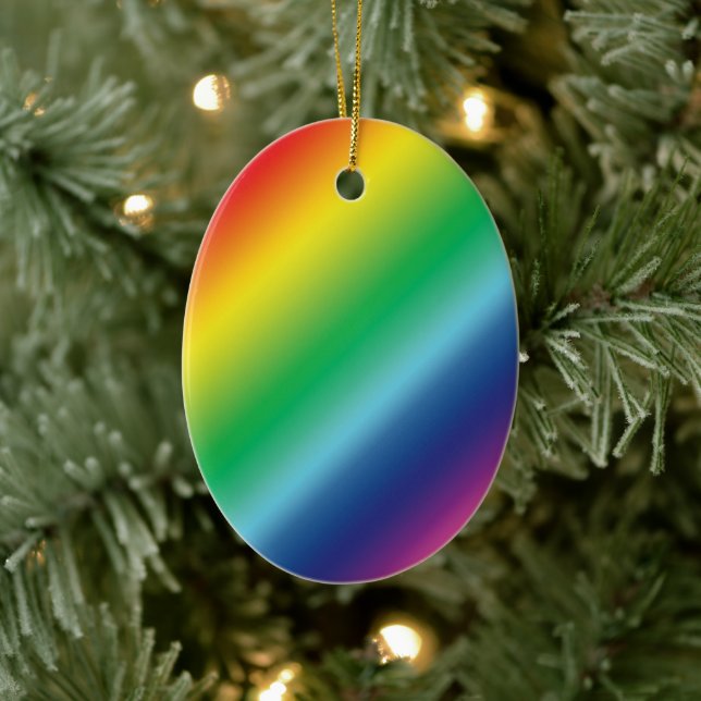 Pride rainbow colours pattern lgbtq lgbt Christmas Ceramic Ornament (Tree)