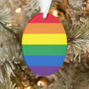 Pride rainbow colours stripes Lgbt gay Christmas  Ornament
