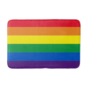 Pride rainbow colours stripes Lgbt gay flag patter Bath Mat