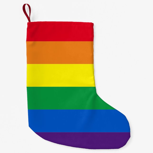 Pride rainbow colours stripes Lgbt gay flag Small Christmas Stocking (Front)