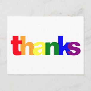 Pride Rainbow Colours Thank You Postcard
