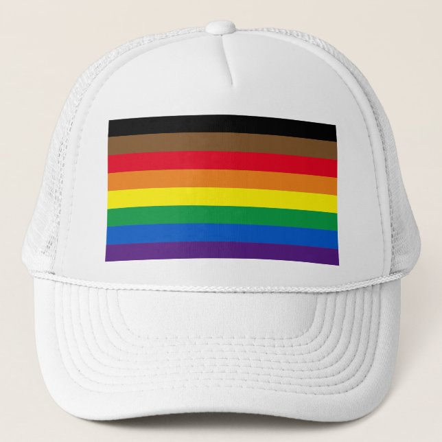 Pride rainbow diversity inclusive Lgbtq + flag  Trucker Hat (Front)