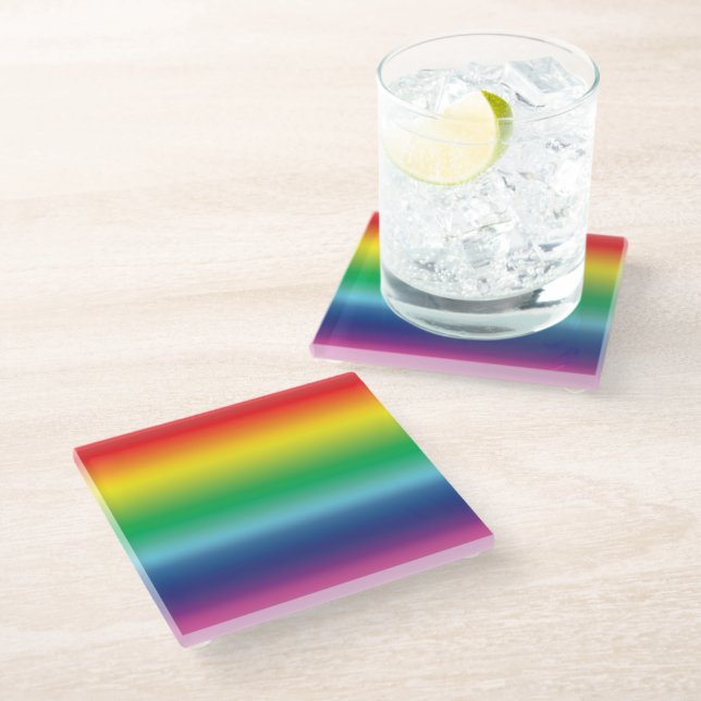 pride rainbow flag colour lgbt glass coaster (Angled)