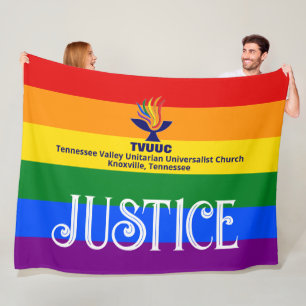 Pride Rainbow Flag JUSTICE / TVUUC Fleece Blanket