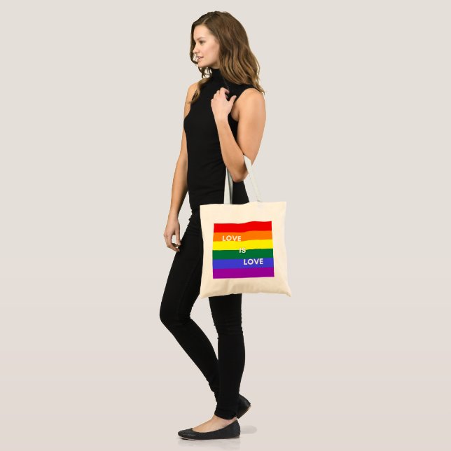 Pride rainbow flag love is love tote bag  (Front (Model))