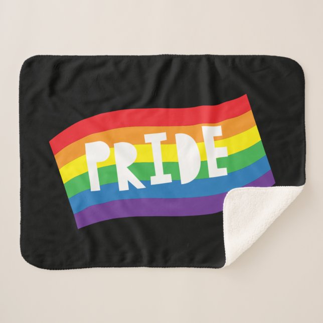 Pride Rainbow Flag Sherpa Blanket (Front (Horizontal))
