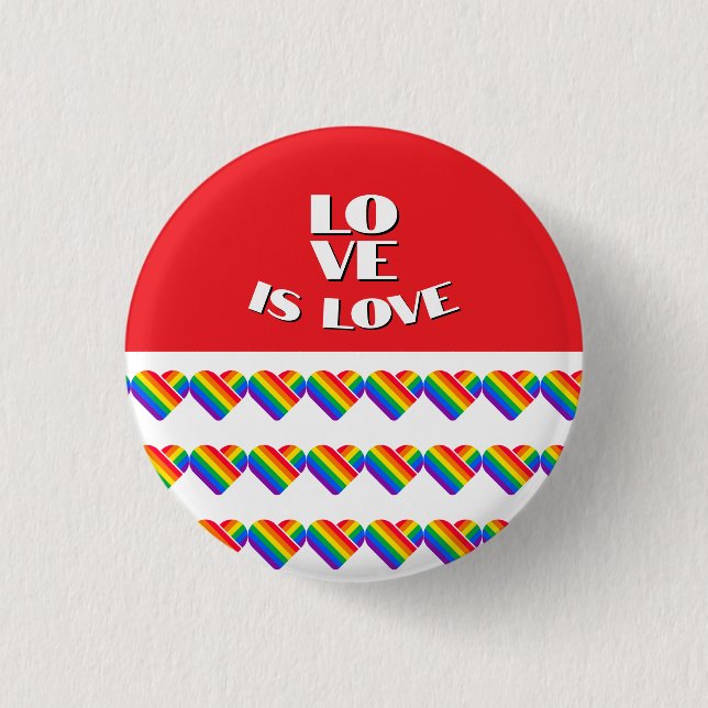 Pride Rainbow Heart  1 Inch Round Button (Front)
