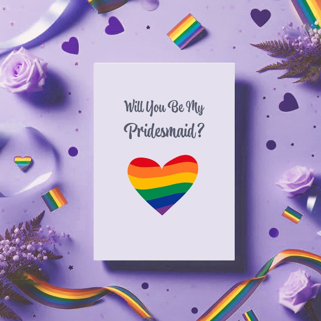 Pride Rainbow Heart Bridesmaid Proposal Card LGBTQ (Creator Uploaded)