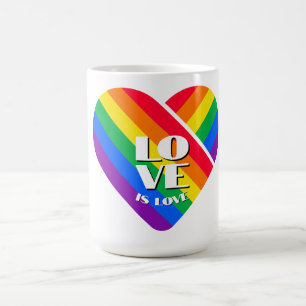 Pride Rainbow Heart Button Coffee Mug